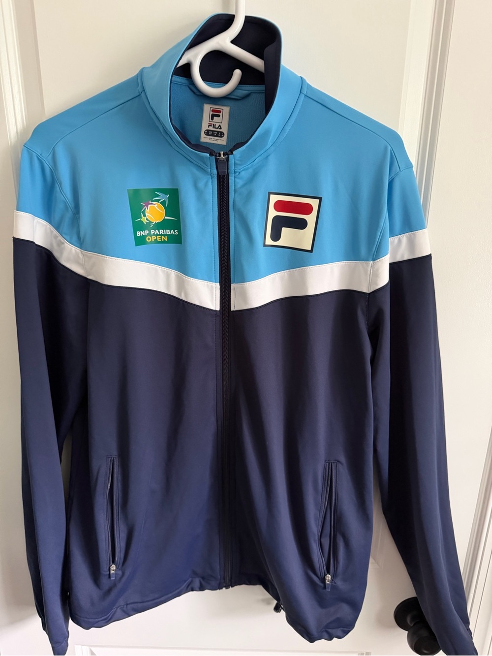 Fila BNP Paribas  Tennis Men’s Light Blue and Navy Zip-Front Track Jacket